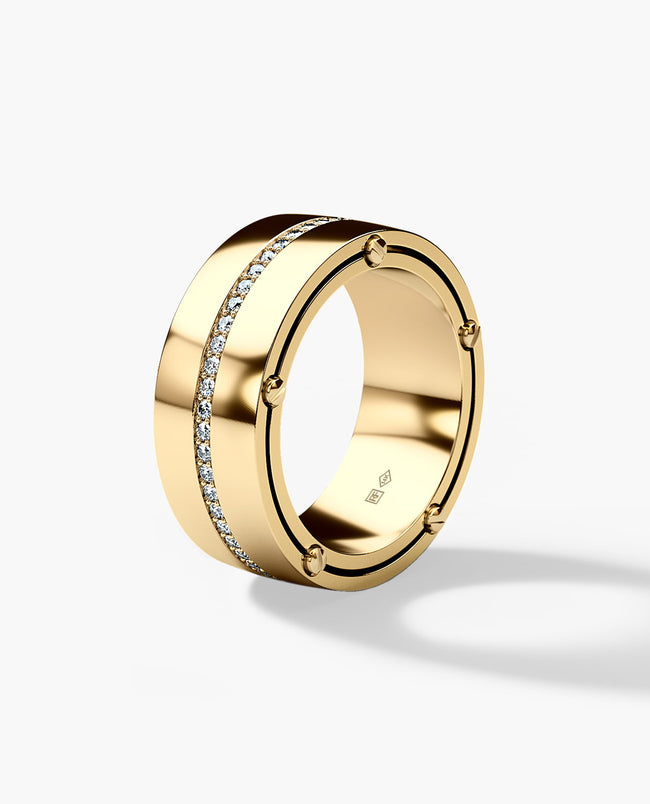 Ready to Ship - FRANKLIN Comfort Fit Gold Ring with 0.50ct Diamonds - Wide Version